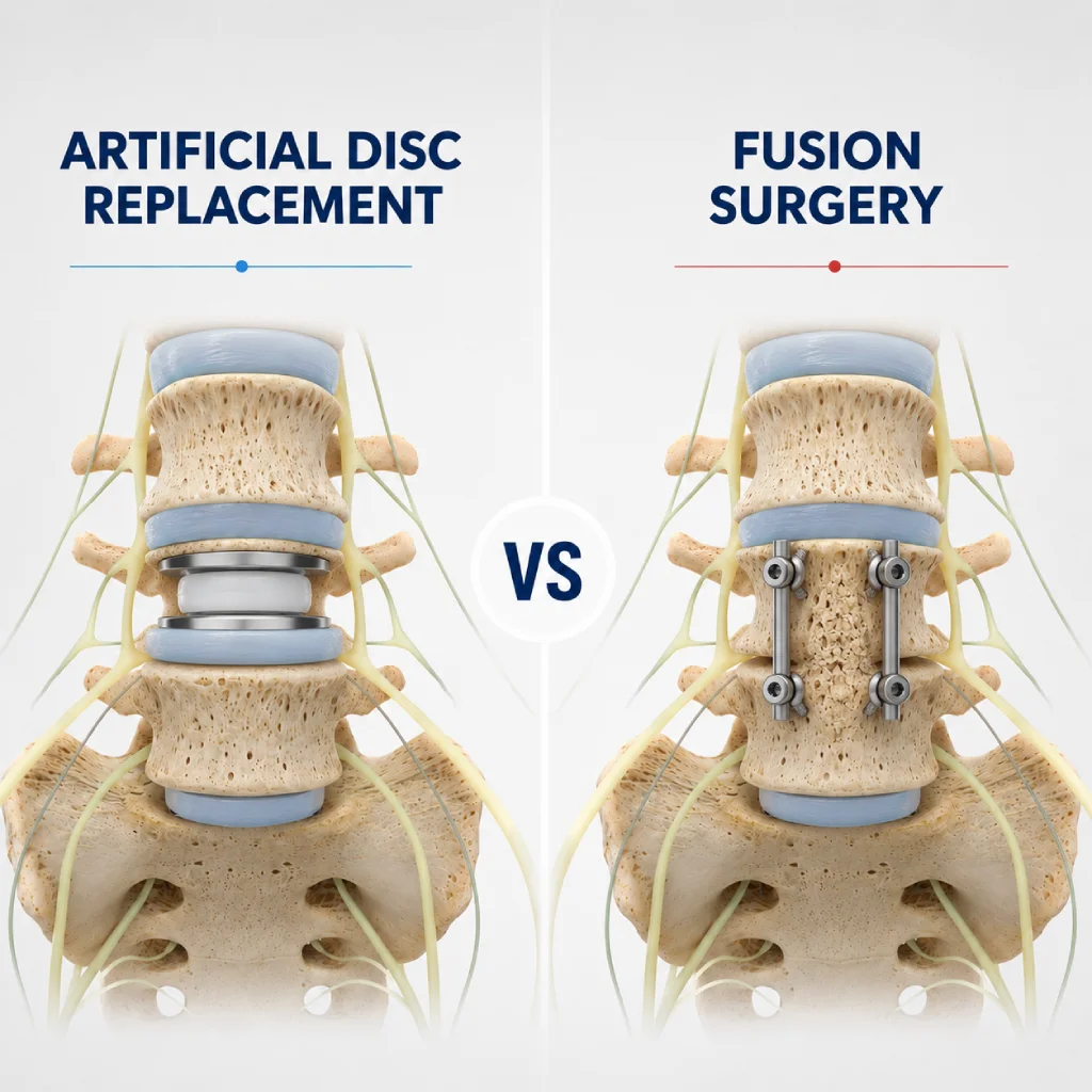 artificial disc replacement vs fusion surgery