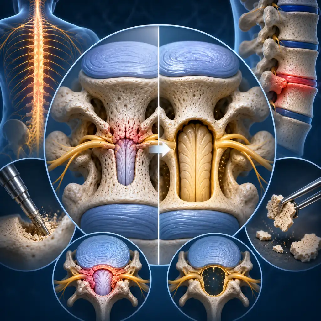 reduced pressure on the spinal cord